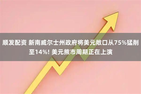 顺发配资 新南威尔士州政府将美元敞口从75%猛削至14%! 美元熊市周期正在上演