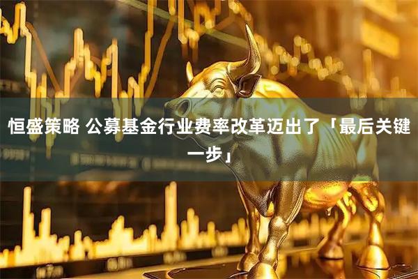 恒盛策略 公募基金行业费率改革迈出了「最后关键一步」